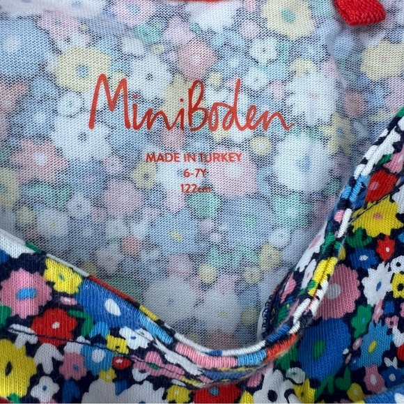 Mini Boden Girls Fun Jersey Dress 6/7Y | Blue Floral, Pockets, Soft Cotton, EUC - Picture 7 of 7